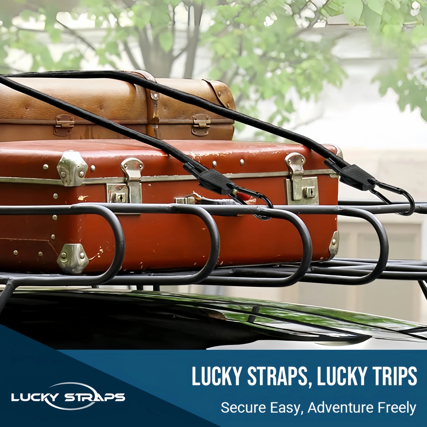 🔥 Lucky Straps 6-Pack 60" Adjustable Carabiner Bungee Cords with Hooks, Heavy Duty, UV-Resistant Elastic Straps for Truck, Camping, Motorcycles, Bikes & Cargo Securing🔥