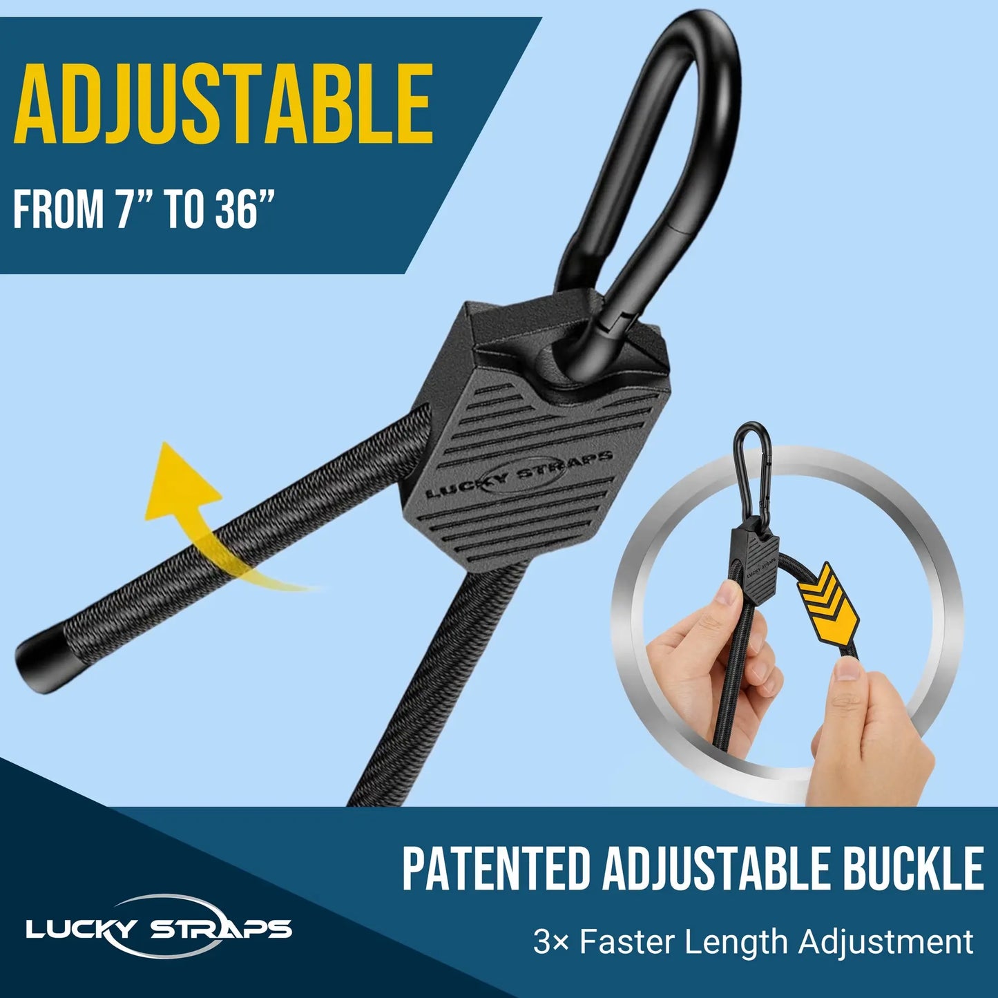 🔥 Lucky Straps 4-Pack 36" Adjustable Carabiner Bungee Cords with Hooks, Heavy Duty, UV-Resistant Elastic Straps for Truck, Camping, Motorcycles, Bikes & Cargo Securing🔥