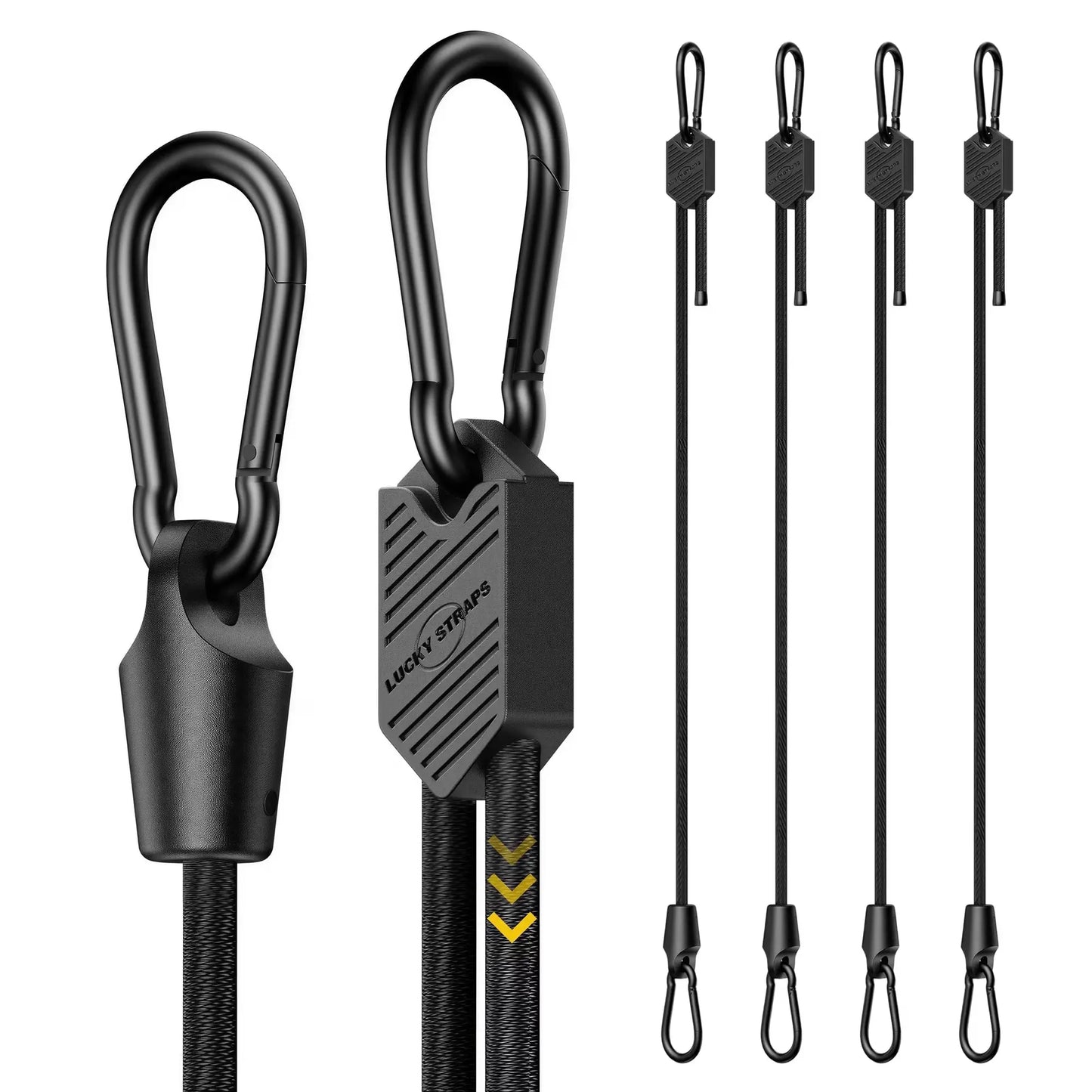 🔥 Lucky Straps 4-Pack 36" Adjustable Carabiner Bungee Cords with Hooks, Heavy Duty, UV-Resistant Elastic Straps for Truck, Camping, Motorcycles, Bikes & Cargo Securing🔥
