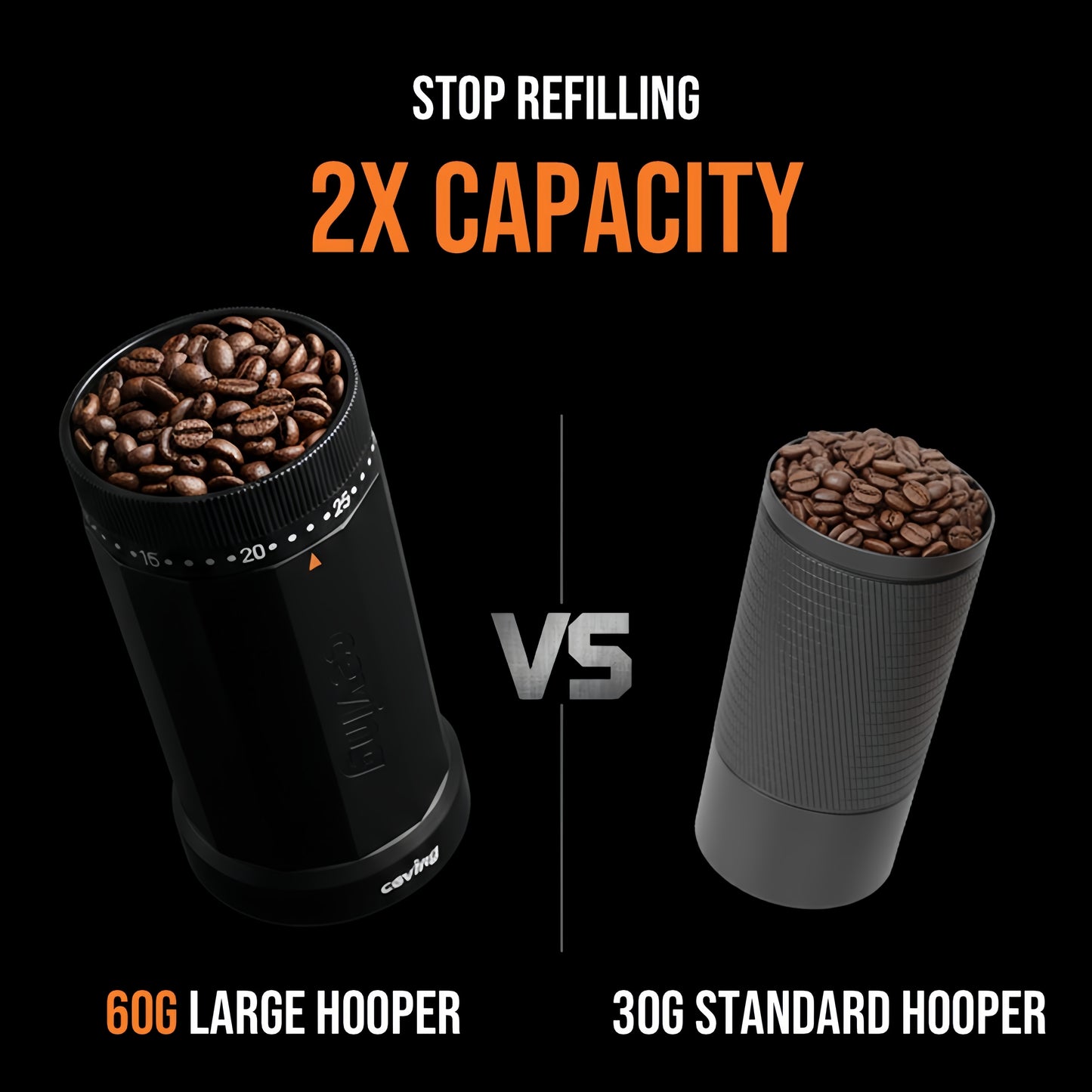 Ceving Manual Coffee Grinder, 60g Capacity, 40 External Settings, High-Precision Stainless Steel Burrs, ABS Body