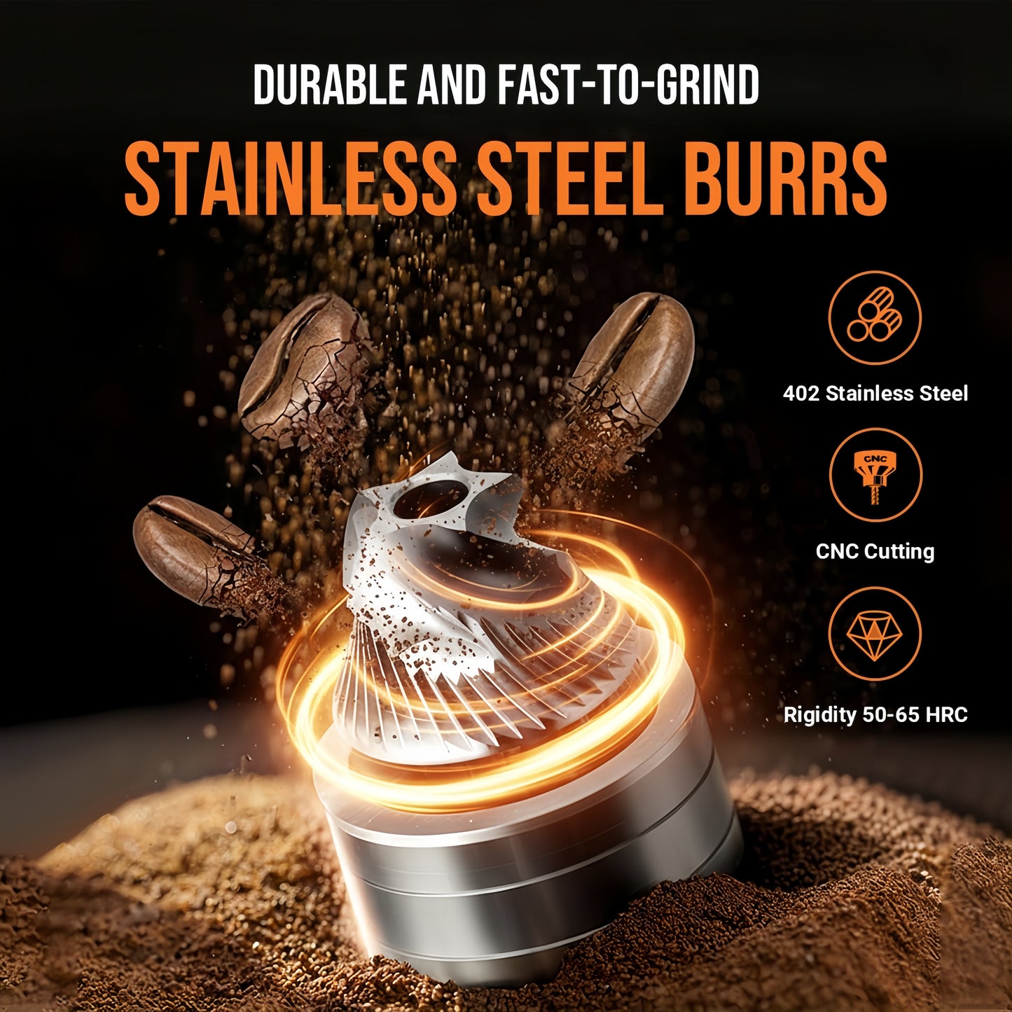 Ceving Manual Coffee Grinder, 60g Capacity, 40 External Settings, High-Precision Stainless Steel Burrs, ABS Body