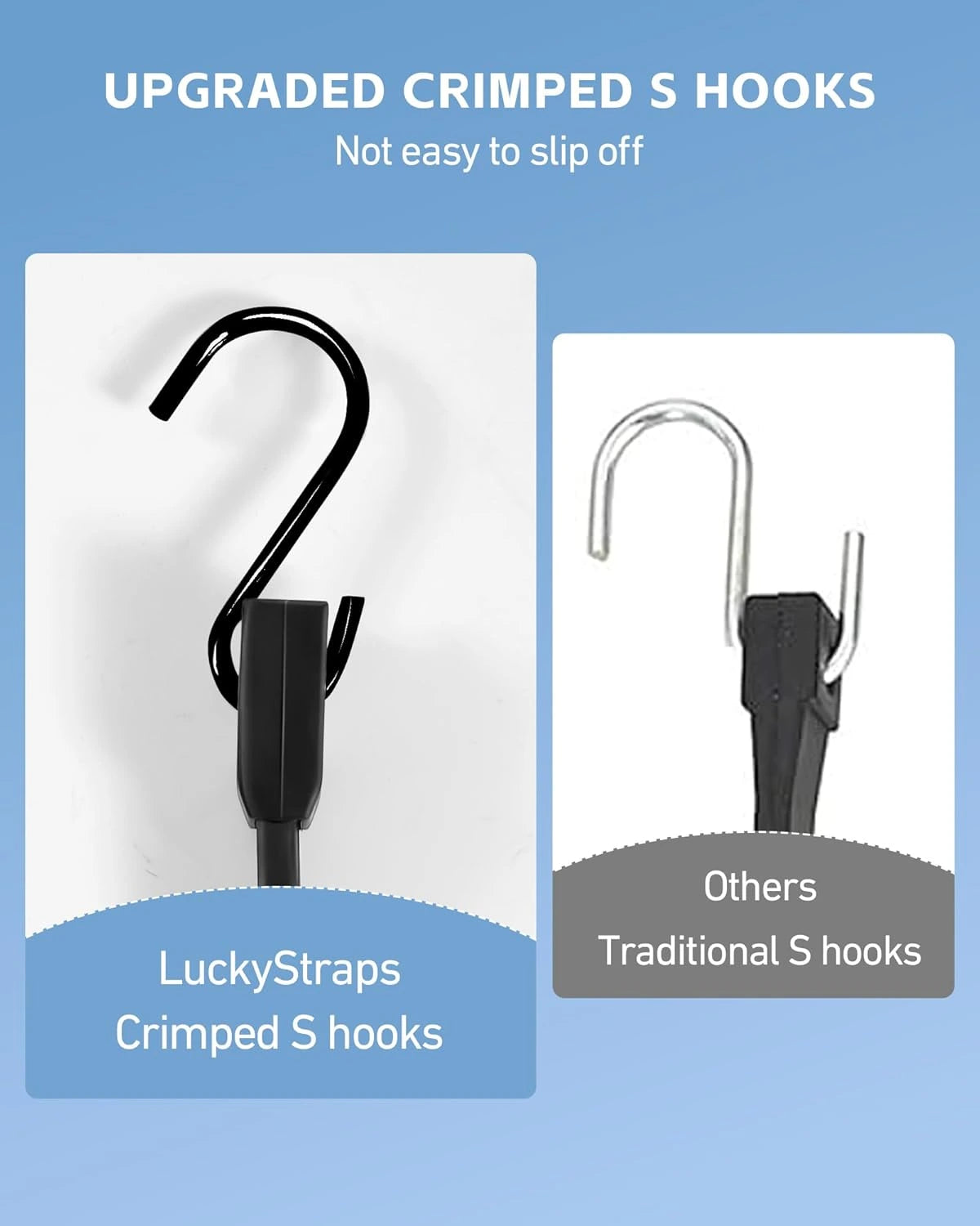 LuckyStraps 20-Pack Rubber Bungee Cords, Assorted Sizes with Upgraded Hooks