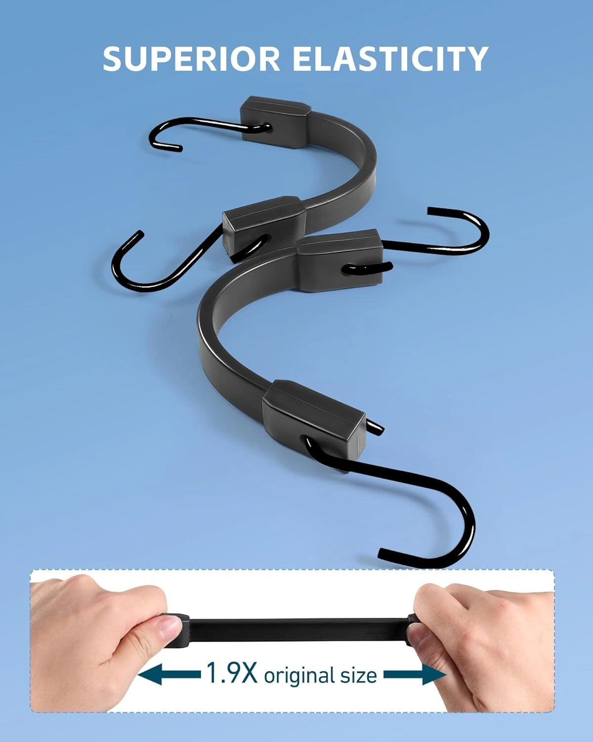 LuckyStraps 20-Pack Rubber Bungee Cords, Assorted Sizes with Upgraded Hooks