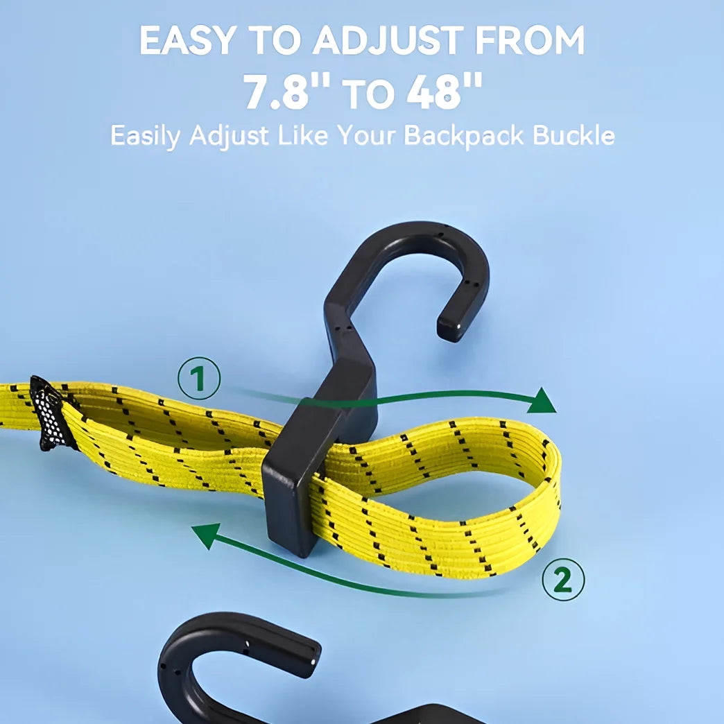 Lucky Straps 3-Pack 80" Adjustable Bungee Cords with Hooks, Heavy Duty, UV-Resistant Elastic Straps for Truck, Camping, Motorcycles, Bikes & Cargo Securing
