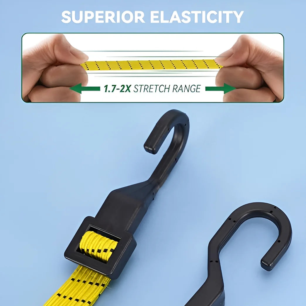 Lucky Straps 3-Pack 80" Adjustable Bungee Cords with Hooks, Heavy Duty, UV-Resistant Elastic Straps for Truck, Camping, Motorcycles, Bikes & Cargo Securing