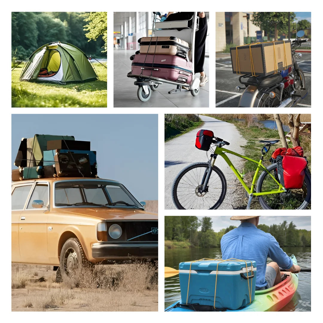 Lucky Straps 3-Pack 80" Adjustable Bungee Cords with Hooks, Heavy Duty, UV-Resistant Elastic Straps for Truck, Camping, Motorcycles, Bikes & Cargo Securing