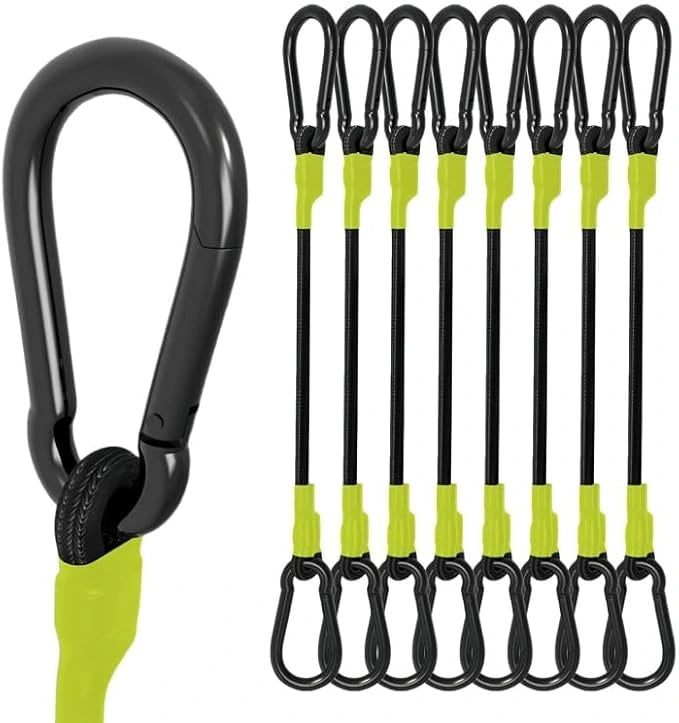 LuckyStraps 8-Pack 190 lbs Heavy Duty Bungee Cords with Carabiner Hooks
