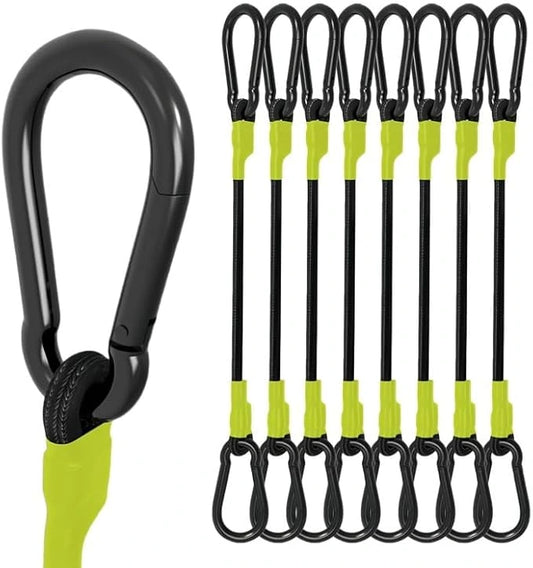 LuckyStraps 8-Pack 190 lbs Heavy Duty Bungee Cords with Carabiner Hooks