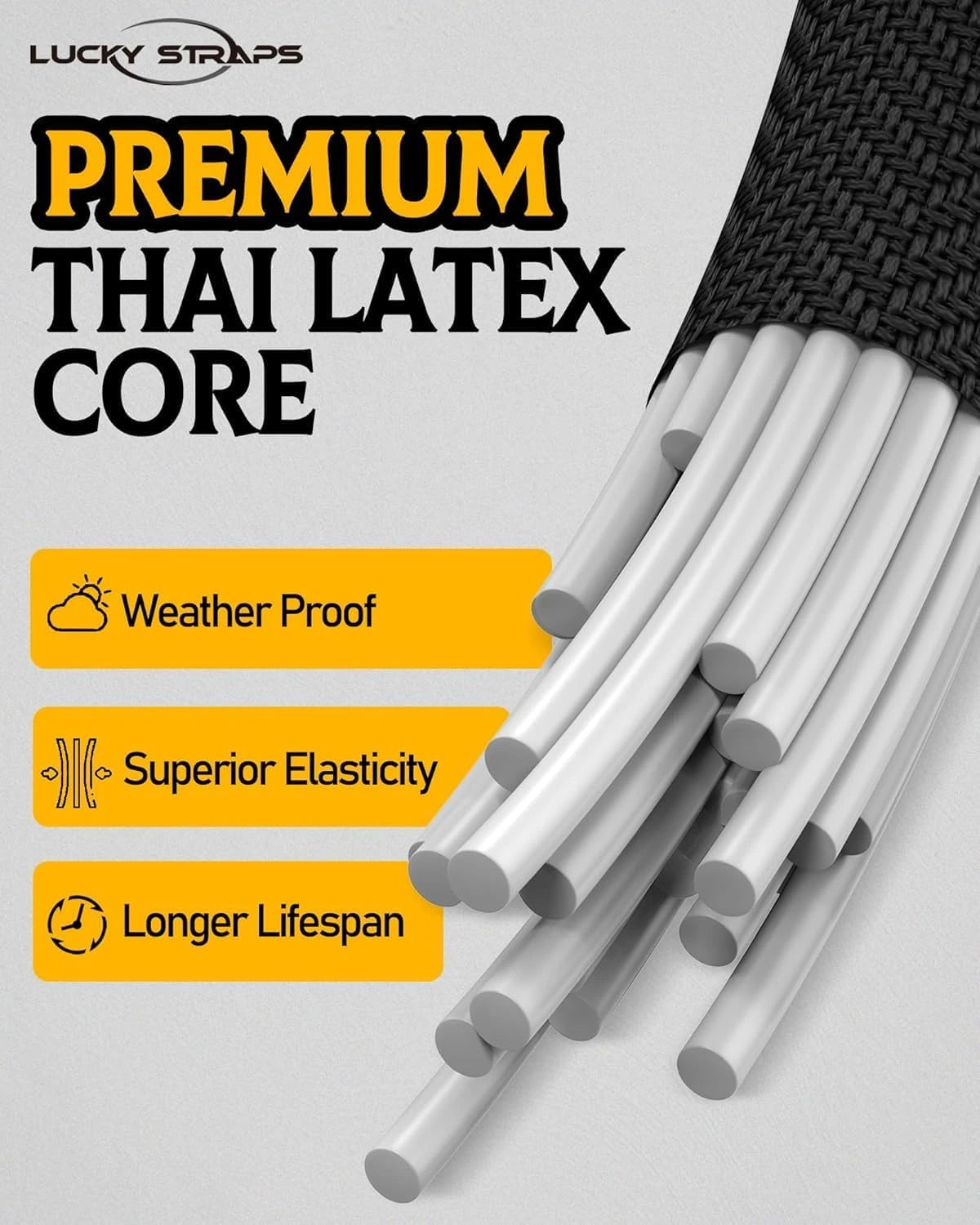 LuckyStraps 8-Pack 190 lbs Heavy Duty Bungee Cords with Carabiner Hooks