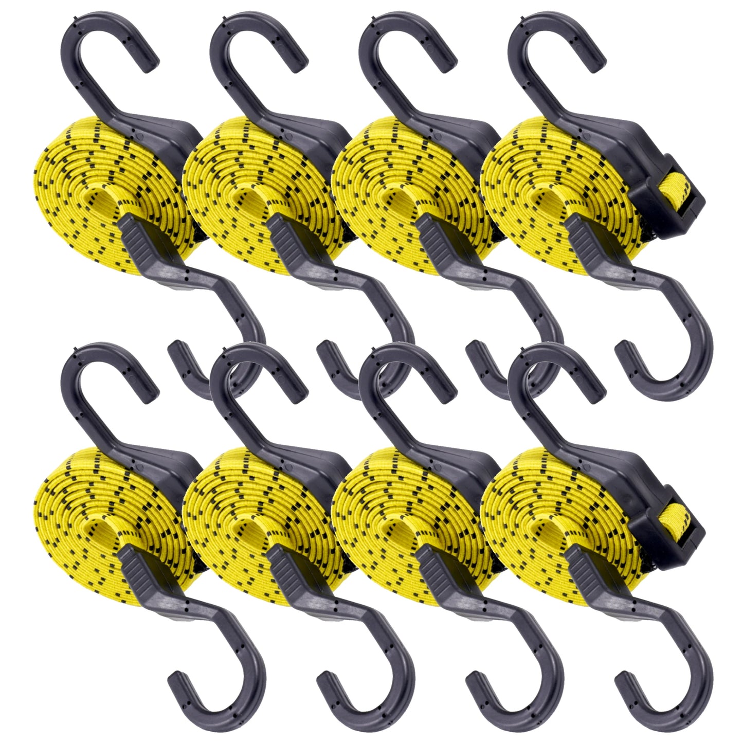 Lucky Straps 6-Pack 18" Adjustable Bungee Cords with Hooks, Heavy Duty, UV-Resistant Elastic Straps for Truck, Camping, Motorcycles, Bikes & Cargo Securing