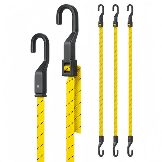 Lucky Straps 3-Pack 80" Adjustable Bungee Cords with Hooks, Heavy Duty, UV-Resistant Elastic Straps for Truck, Camping, Motorcycles, Bikes & Cargo Securing