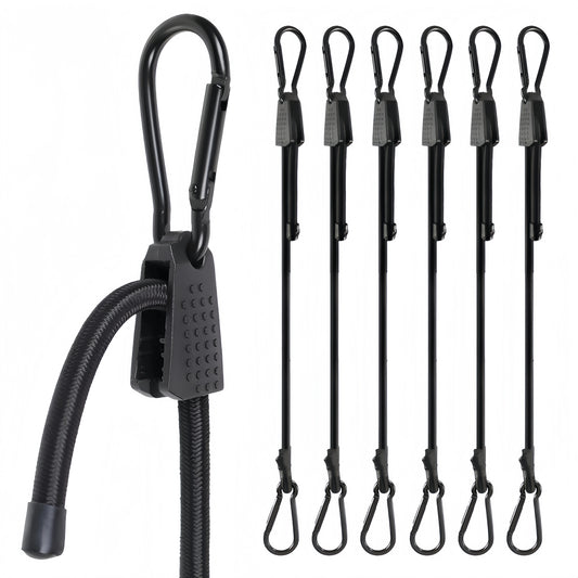🔥 Lucky Straps 6-Pack 80" Adjustable Carabiner Bungee Cords with Hooks, Heavy Duty, UV-Resistant Elastic Straps for Truck, Camping, Motorcycles, Bikes & Cargo Securing🔥