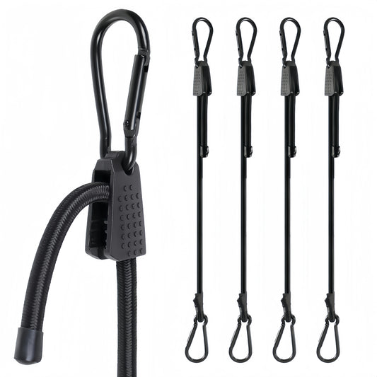 🔥 Lucky Straps 4-Pack 36" Adjustable Carabiner Bungee Cords with Hooks, Heavy Duty, UV-Resistant Elastic Straps for Truck, Camping, Motorcycles, Bikes & Cargo Securing🔥