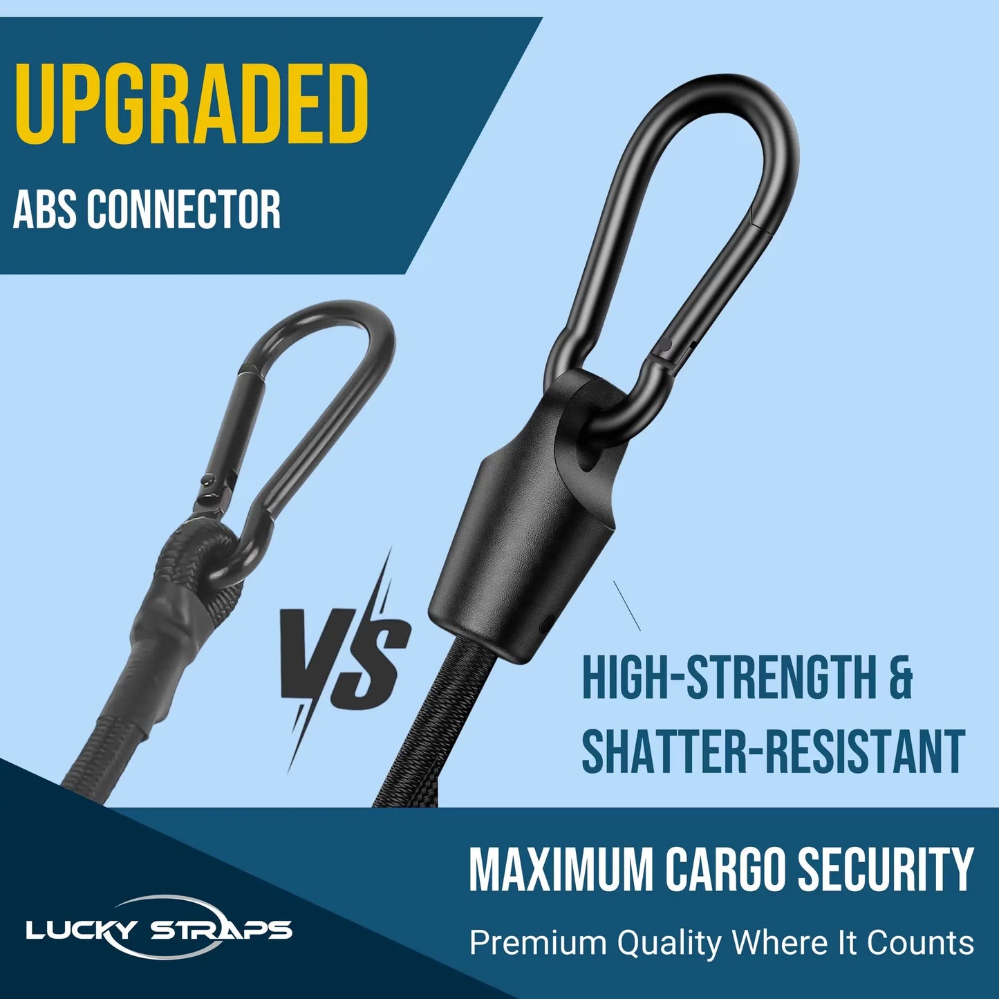 🔥 Lucky Straps 8-Pack 18" Adjustable Carabiner Bungee Cords with Hooks, Heavy Duty, UV-Resistant Elastic Straps for Truck, Camping, Motorcycles, Bikes & Cargo Securing🔥